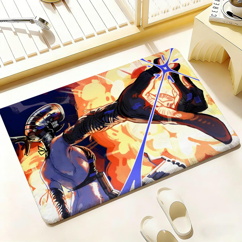 C-Chainsaw Man Floor Mat Bedroom Living Room Flannel Door Mat Non-Slip Home Decor