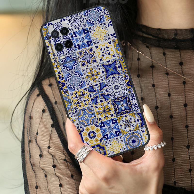Boho Tile Mosaic Aesthetic Case For Oppo A16 A76 A96 A17 A18 A60 A80 A40 A38 A58 A78 A98 A94 A74 A54 A15 A57 A77 A5 Pro