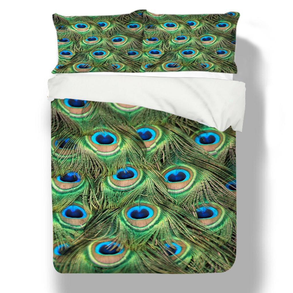Animal Bedding 3D Peacock Duvet and Pillowcase 2/3 Pieces EU135 * 200 Single/double Bed Full Size Soft Machine Washable Home Decoration