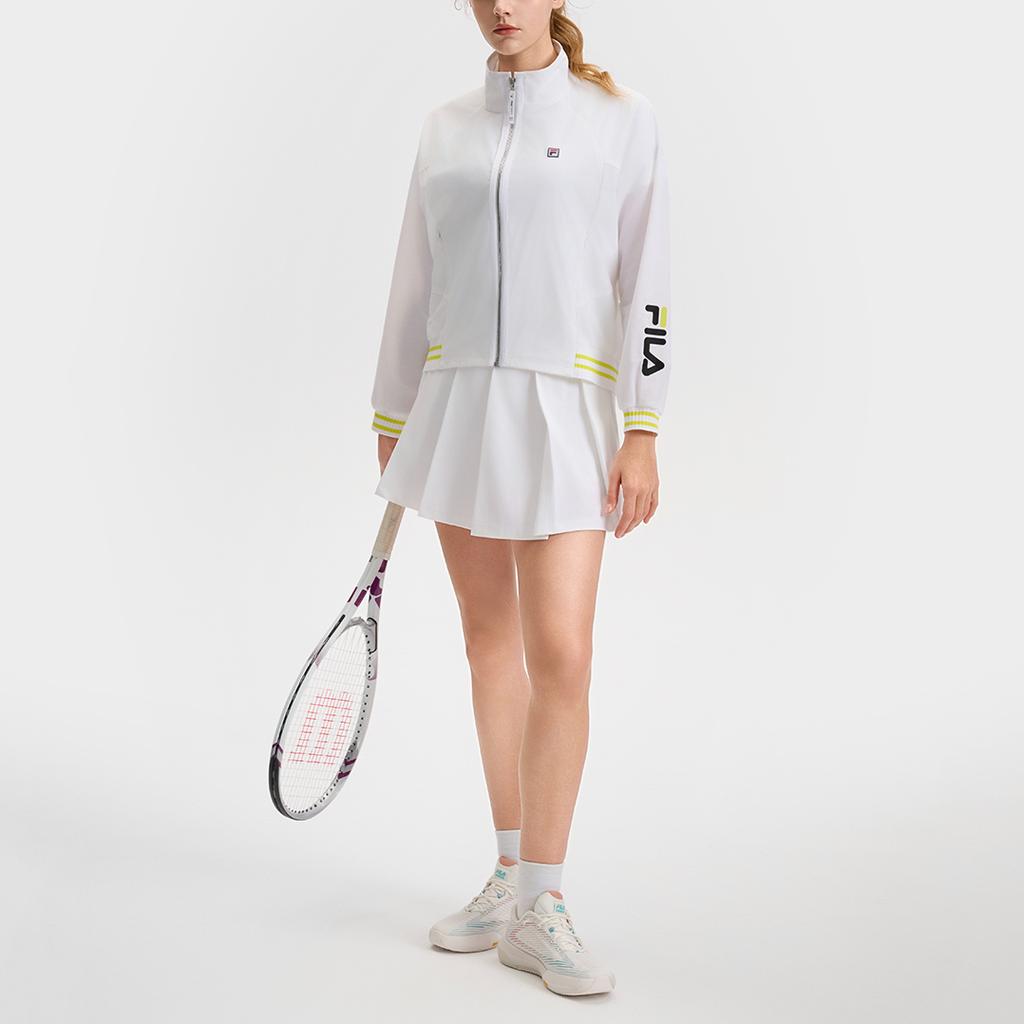 Fila Tennis Series Loose Fit Tennis Woven Stand Collar Jacket Women Jacket Jade-White A11W523701F-WT