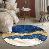Luxurious Golden and Blue Marble Round Area Rug Non-Slip Soft Decorative Floor Mat for Living Room Bedroom Office Dining Room
