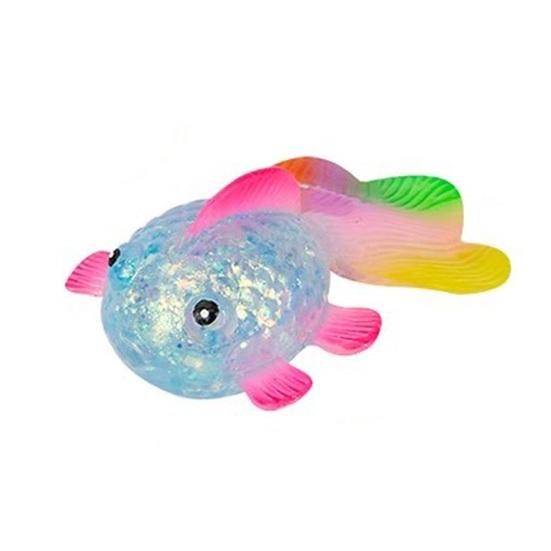 Clear Goldfish Squeeze Toy Stress Relief Glitter Multicolor Tail Fish Stress Sugar Ball Sensory Toy Soft Decompression Fidget Toy синий