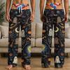 Men's Funny Halloween Print Knit Pants with Pockets, Casual Sleep Pajama Bottoms