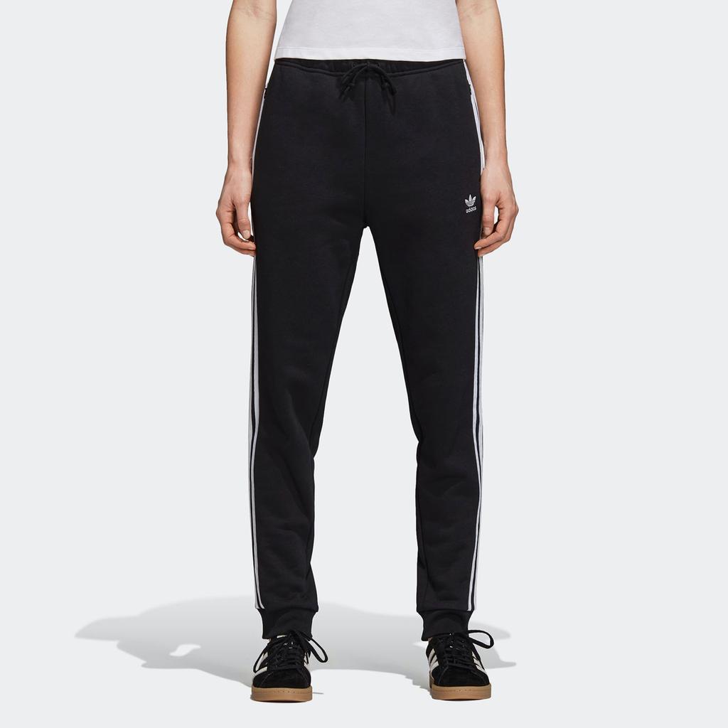 Adidas Originals Regular Tapered Cuff Striped Comfortable Casual Moisture-Wicking Durable Knitted Sports Pants Women Pants Black DH3123