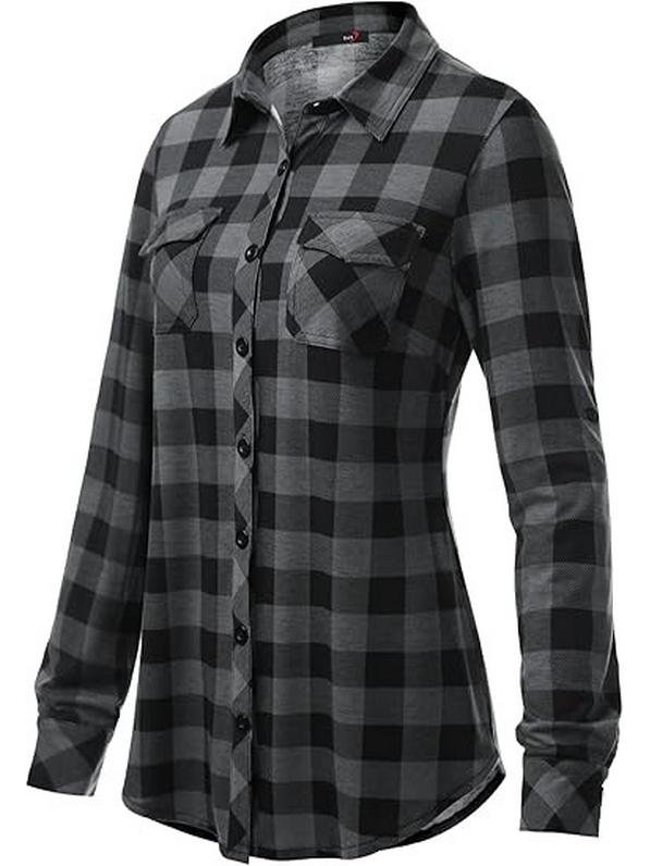 Top Rimodellante a Maniche Lunghe a Quadri Retrò da Donna Autunno/Inverno 2026