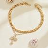 Gold cross necklace, multi-layer stacked diamond-encrusted jewelry, female creative simple alloy necklace