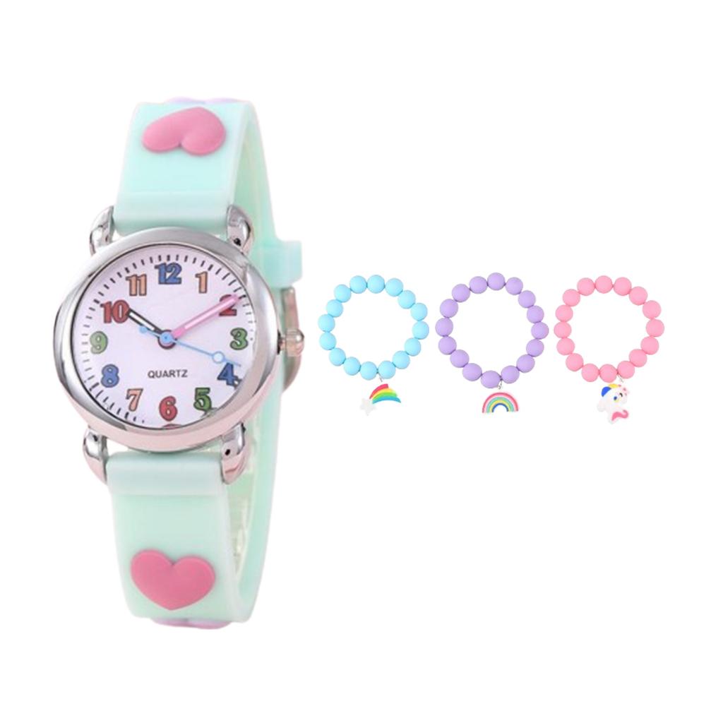 1pc/2pcs/4pcs-Colorful Digital Children's Heart-shaped Watch, Suitable for Christmas Gifts, Watch and Bracelet Sets