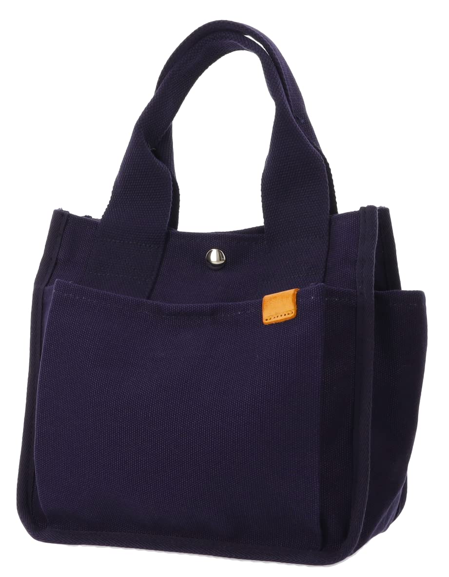 Холщовая сумка-тоут Monopia в горошек и полоску с боковыми карманами, DS-15592A, Женская, Темно-синяя