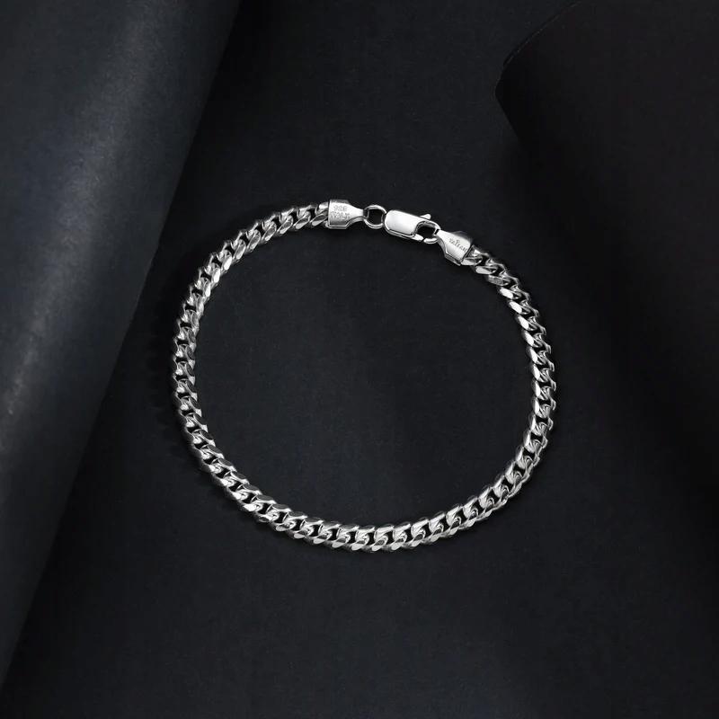 Men' Silver Bracelet 4mm/24cm 925 ITALIAN SILVER + FREE