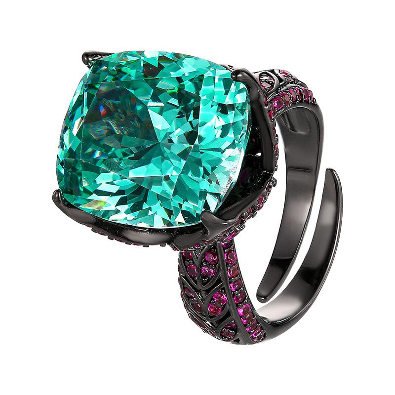 Κοσμήματα Χάλκινος Πυθμένας Επιχρυσωμένο Ρετρό Προσομοίωση Para Πράσινο Μαύρο Χρυσό Ρετρό Δαχτυλίδι Γυναικείο 14 * 16