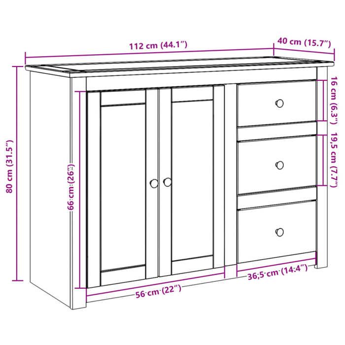 VidaXL Buffet avec tiroirs Panama 112x40x80 cm bois massif de pin, meuble de rangement, meuble de rangement de cuisine, 4016385