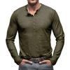 Men's Solid Color Long Sleeve T-Shirt Shirt Men's Casual Sports Top - Seven Buttons