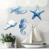 4 Stuks Houten Strand Wanddecoratie Kust Oceaan Zeester Zeepaardje Schelp Vis Wandkunst Nautisch Thema Woondecoratie voor Boerderij Woonkamer Badkamer