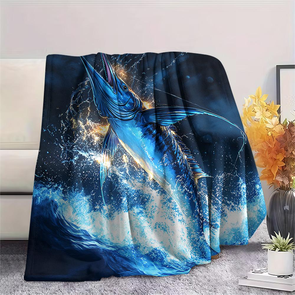 Tuna Print Flannel Blanket, High quality Comfortable for All Seasons, Home Decor, Warmth and Comfort, Perfect for Christmas Gifts