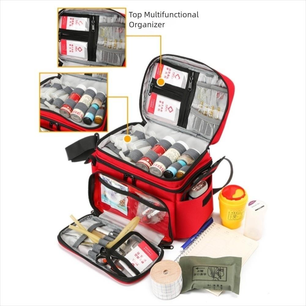 Empty Double Layer Medicine Bag Emergency Rescue First Responder Organizer  Home