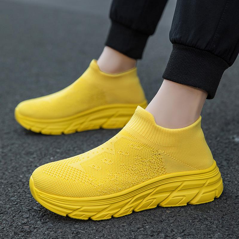 Knitted Socks Shoes Men Women Fashion Platform Shoes Lightweight Breathable Slip-on Casual Walking Shoes