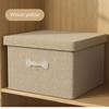Cotton Linen Folding Storage Box with Lid Closet Drawer Clothes Books Toys Sundries Quilts Organizer Laundry Basket for Wardrobe