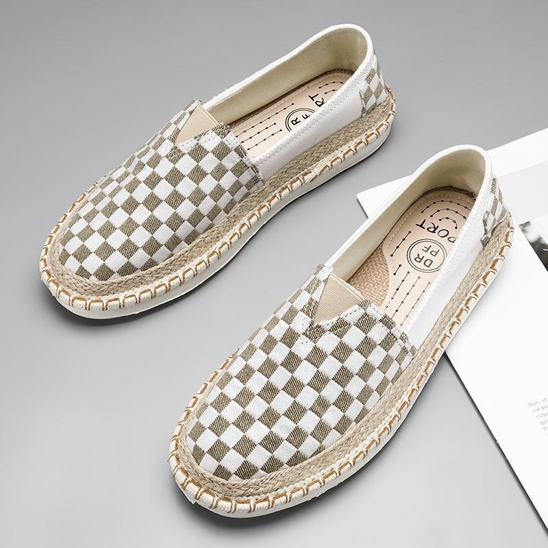 Summer Breathable Versatile Casual Chessboard Checkered Flat Board Shoes Lazy Man Kicks On Fisherman Old Beijing Cloth Shoes