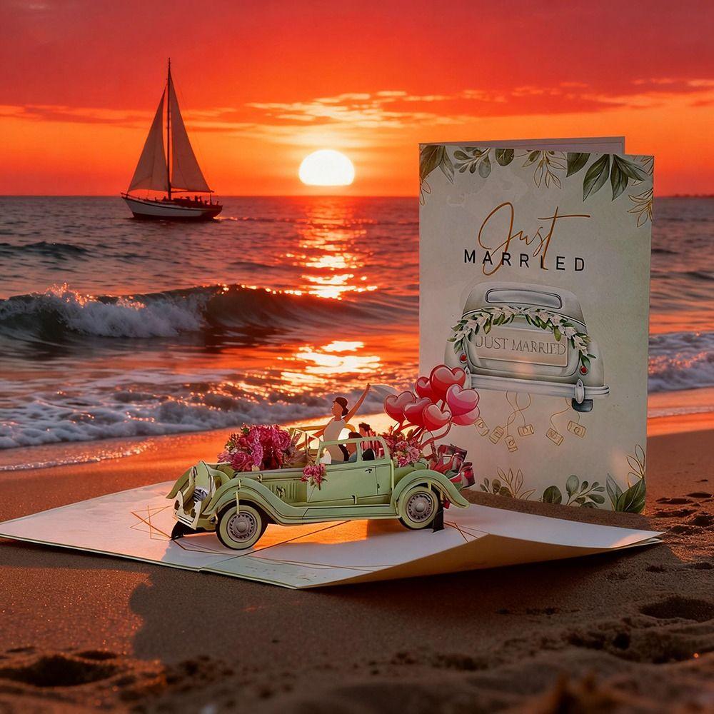 3D Pop-Up Wedding Card Floral Watercolor Cover Gift Card Greeting Card  For Engagement Wedding