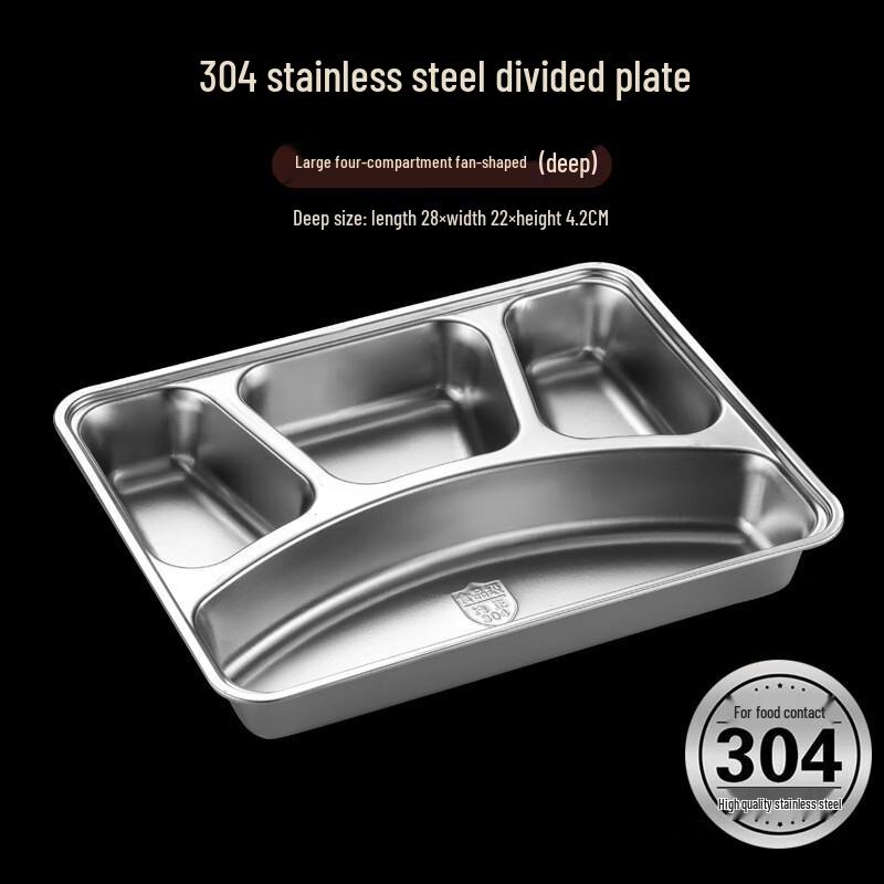LIJIA FITMENT Stainless Steel 4-Compartment Meal Tray