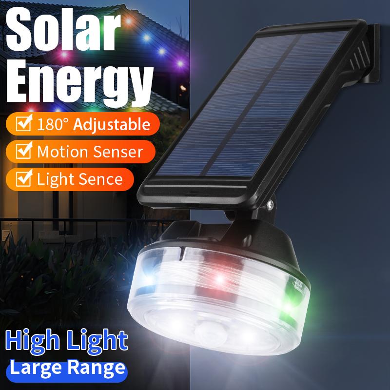 Solar Wall Light Motion Sensor Rotatable Design Built 1800mAh Battery Waterproof Color Changing String Outdoor Yard Decoration