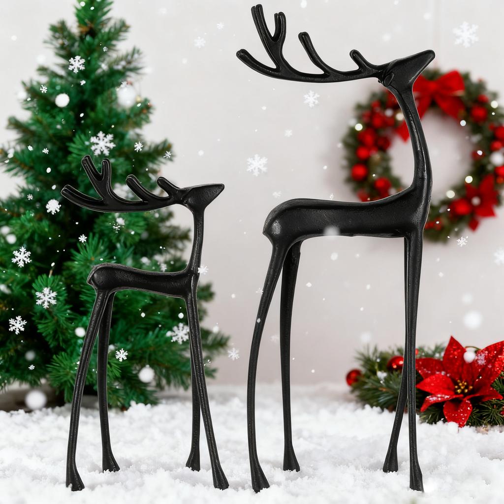Black Figurine Christmas Decoration, Modern Christmas Figurine, Elegant Interior Holiday Decor