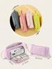 Corduroy Pen Bag Pencil Case Light Color Multi Slot Easy Handle Storage Pouch Organizer Stationery A6443