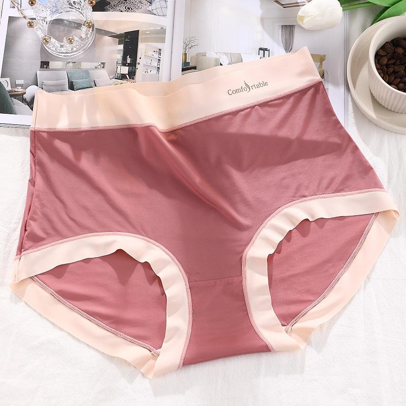 

Big Size Female Spring and Summer Ultra Thin Pure Cotton Ice Silk Antibacterial Crotch High Waist Triangle Briefs 3XL багряний