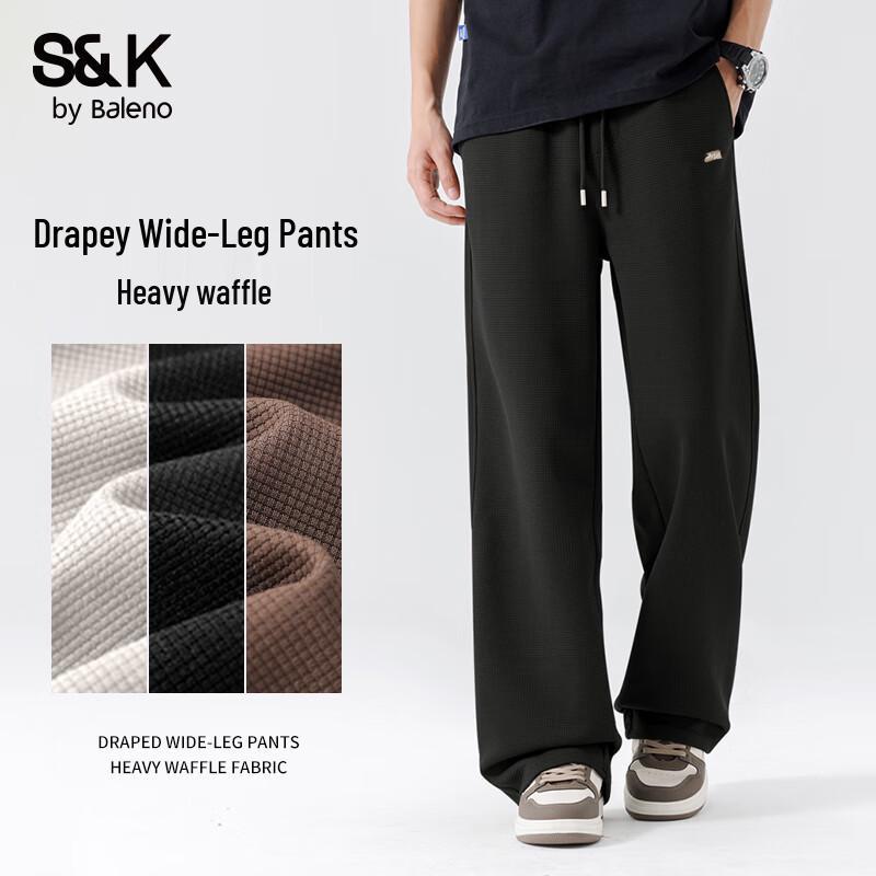 Baleno Men's S&K Waffle Knit Wide-Leg Sweatpants