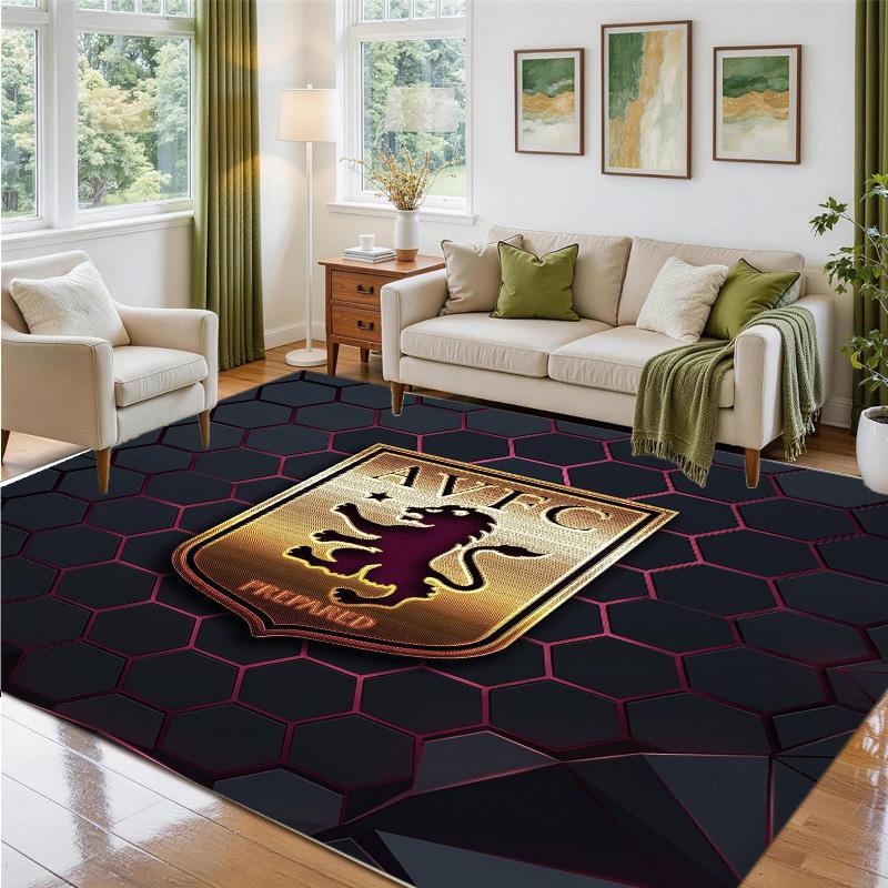 Aston Villa Football Design Crystal Velvet Rug Soft Decorative Mat for Bedroom Entrance