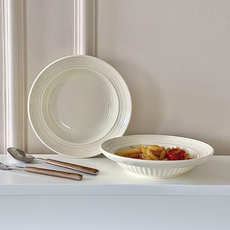 Zhaoran Ins-Style Ceramic Deep Pasta & Salad Plates - 7-inch
