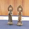 Retro Brass Buddha Guanyin Light Statue - Desktop Deity Ornament, Handheld Pendant, Old Copperware Handicraft.