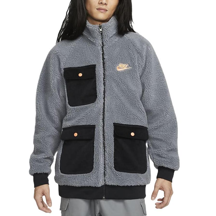 Nike Embroidered Logo Stand Collar Reversible Full-Zip Jacket Men Outerwear Cool-Grey DZ4713-065
