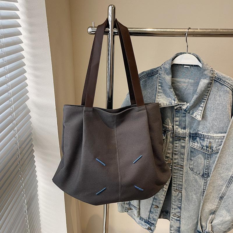 Casual large capacity bag women's fashion shoulder bag simple and versatile canvas tote bag college student class bag commuting