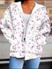 Flower 3D Printed Hooded Cardigan Plus Size Autumn Winter Retro