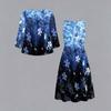 Oversized Female Two Piece Set Floral Sling Dress With Hollow Out Knit Outer Coat