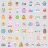 50 Easter Bunny Doodle Stickers Creative Holiday Stickers Water Cup Computer Waterproof Decorative Stickers