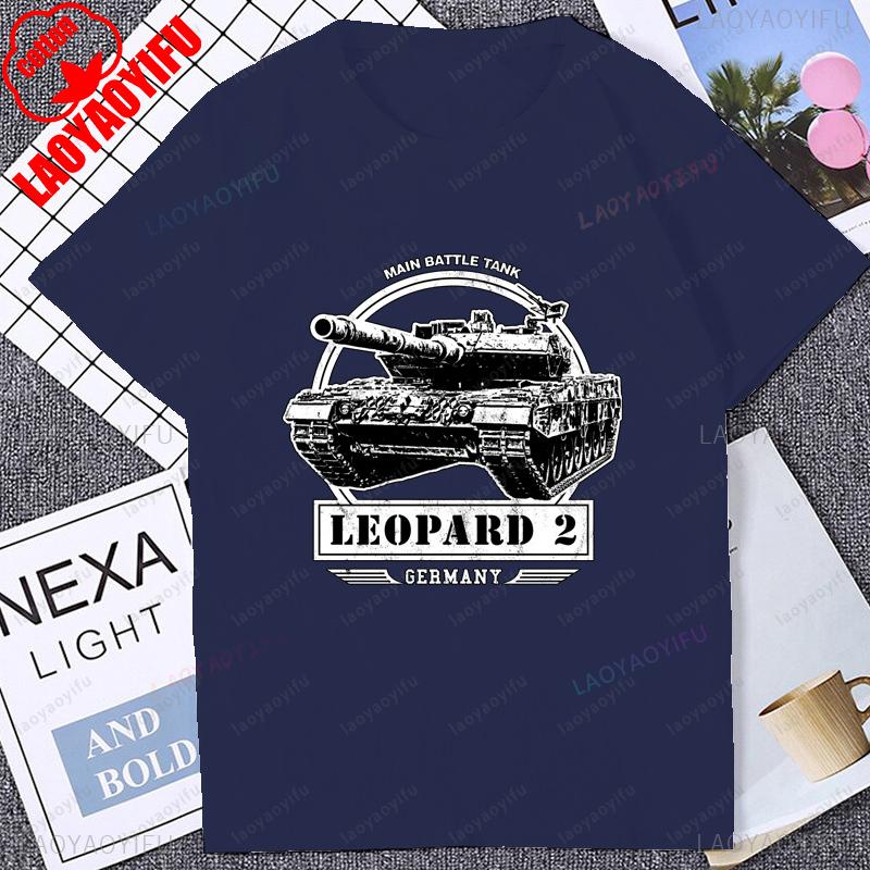 Main Battle Tank Leopard 2 World War 2 WW2 Printed Tshirt Fashion Harajuku Short Sleeve Military Fan Gift T Shirt Cotton Tshirt