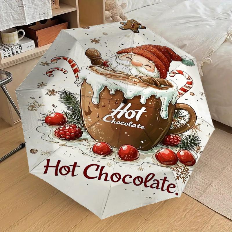 1PC Hot ChocolateAutomatic Open/Close Umbrella with Windproof, 8-Rib Sturdy Canopy, Durable Ribs, Fashionable Design1213A