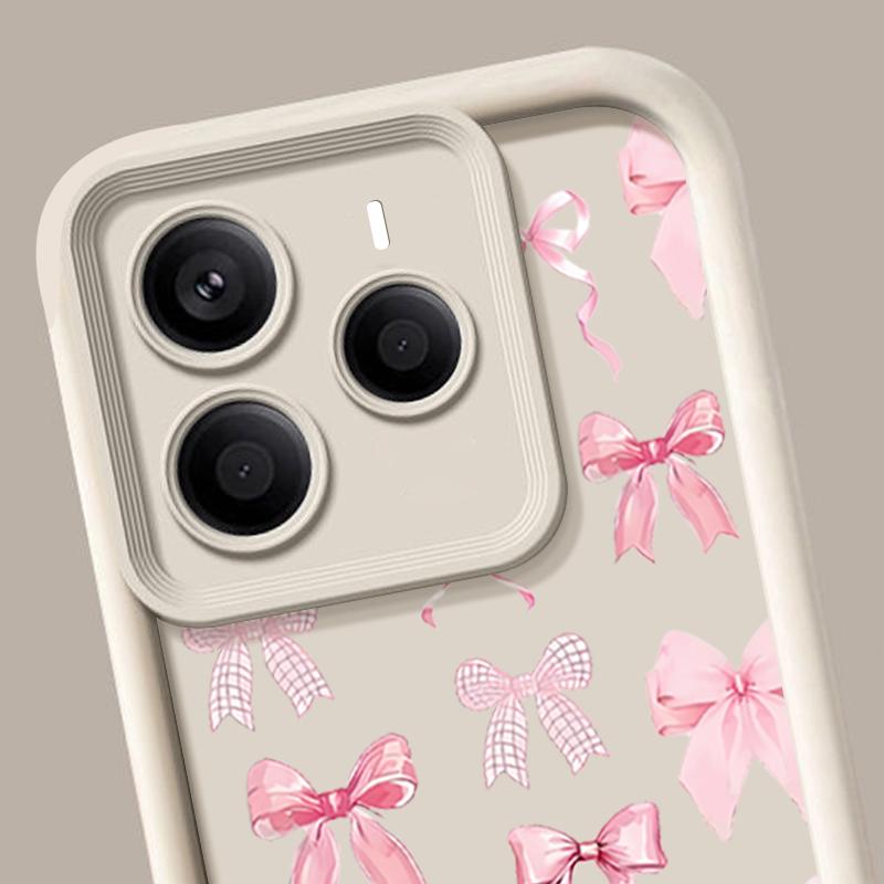 Мягкий чехол для телефона TPU с цветочным принтом и бантом для Xiaomi 14T 13T Poco X7 F6 Pro X6 Redmi Note 14 Pro 13 12 11, матовый силиконовый противоударный чехол-бампер
