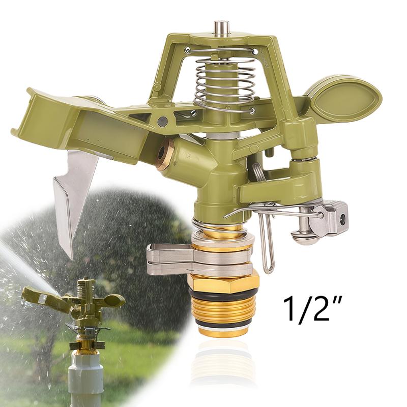 1Pc 1/2 3/4 Inch Metal Pulsating Sprinkler 360 Degree Rocker Arm Rotating Lawn Watering Sprinklers For Garden Irrigation System A1