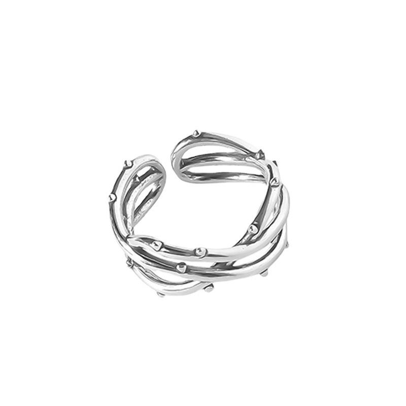 Korean Retro Style Multi-Layer Women's Ring - Irregular Double Layer Open Design for Trendy Index Finger