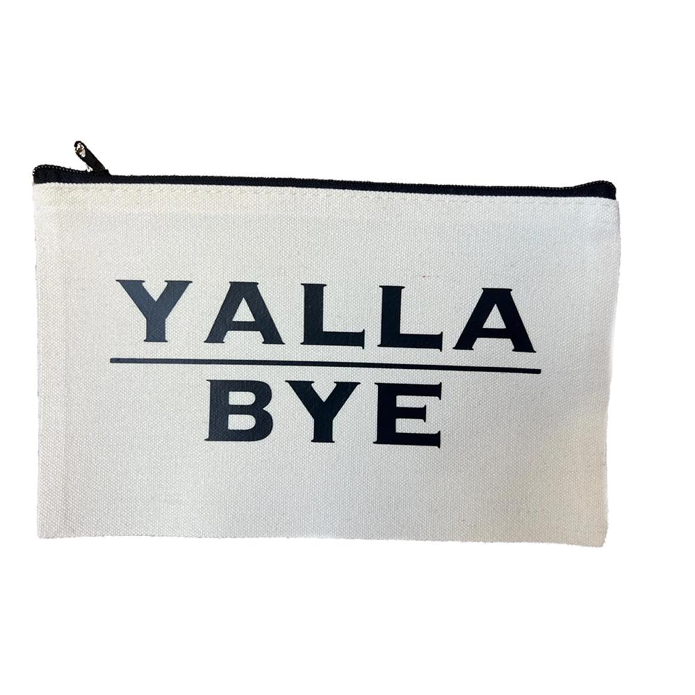 

Yalla Bye Canvas Pouch Fun Hebrew Slang Makeup Bag Hebrew Gift Je Party Decor Je Holiday Birthday Travel Necessities 1pcs 6x9x2inch
