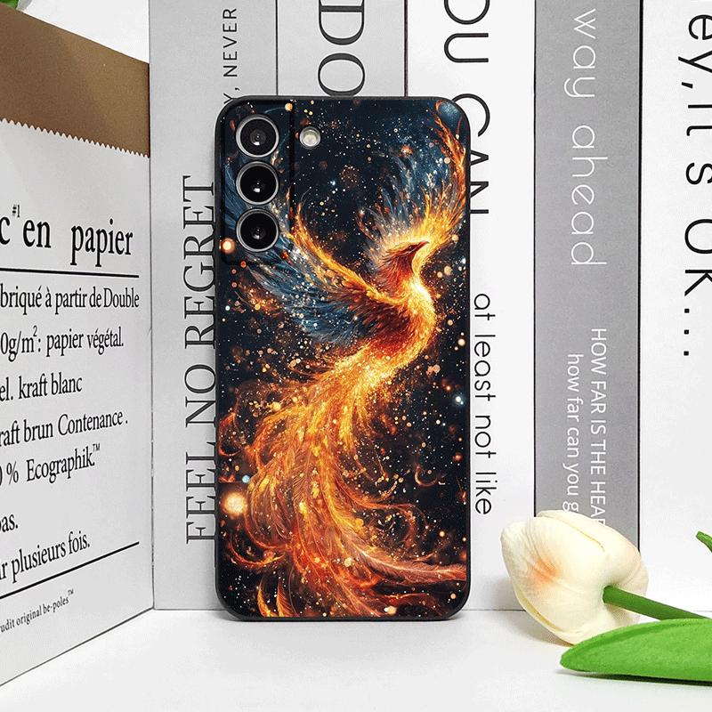 Luxury Phoenix Fire Feather Pattern Phone Case for Samsung Galaxy A56 A14 A55 A16 A54 A36 A53 A52 A51 A50 A15 A22 5G Soft Cover