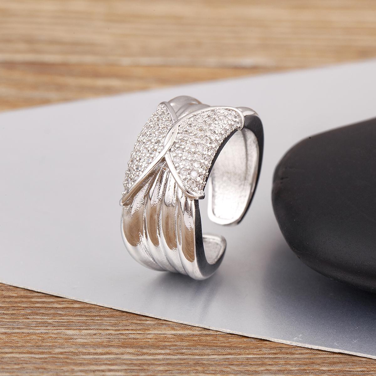 

Nidin High Quality Shine Zircon Irregular Geometric Open Rings Adjustable For Female Male Personality Finger Jewelry Party Gifts resizable срібний