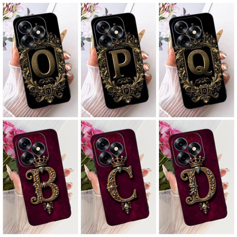 For ITEL S23 Plus S681LN Cover For ITEL S23+ Case Silicone Luxury Crown A-Z Letters 2D Flat Pattern Soft Phone Case