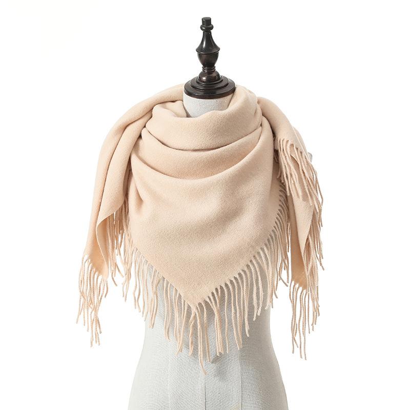 New Solid Color Wool Square Scarf Women's Imitation Cashmere Autumn and Winter Warm Scarf Cashmere Shawl