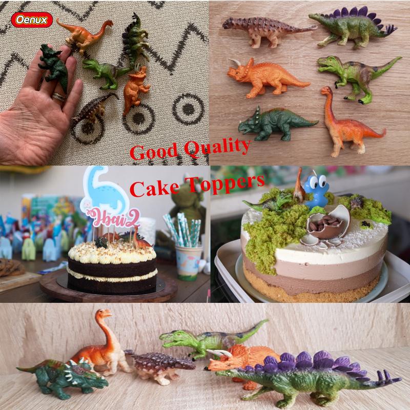 Oenux Mini Jurassic Stegosaurus Saichania Solid PVC Dinosaur World Animal Model Action Figures Collection Toy For Kids