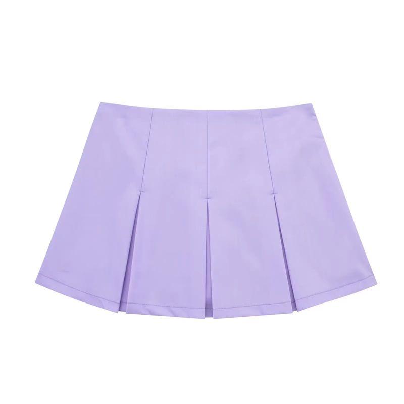 Za Spring New Arrivals Women's Clothing Zr European and American Style Fashion High Waist Slimming Wide Pleated Skirt Mini Skirt 7385524