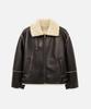 Draw Fit Oversized Line Shearling Jacket [Brown]
